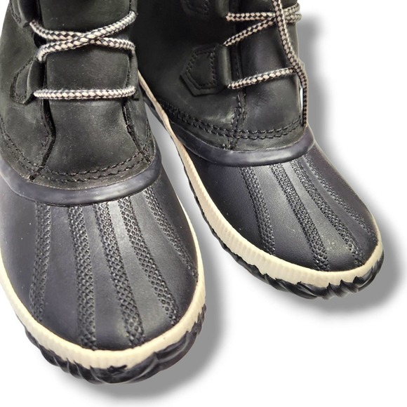 Sorel Out and About Plus Tall Boots Black White Waterproof Fleece Lined 7.5 - Picture 6 of 12